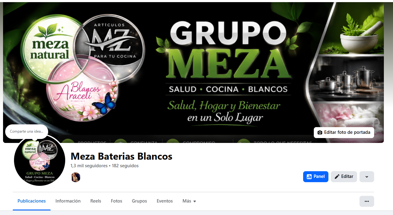 Captura real del Facebook de Meza Baterías Blancos