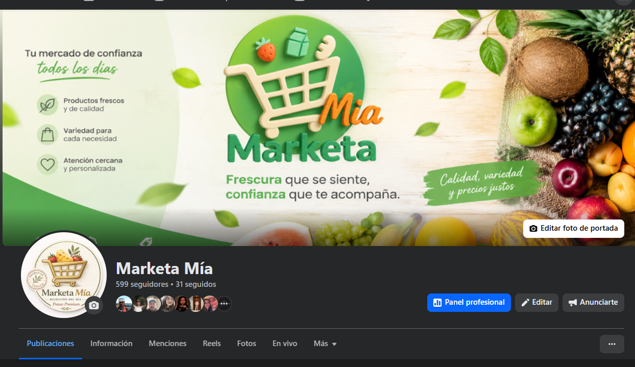 Captura real del Facebook de Marketa Mía